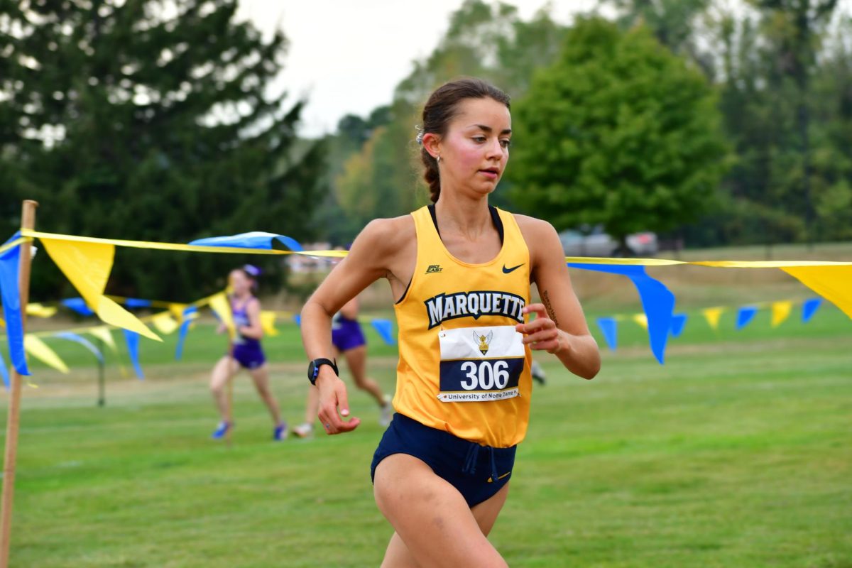 Sophomore Emma Coon has paced the Golden Eagles through their first four meets this season. (Photo courtesy of Marquette Athletics.)