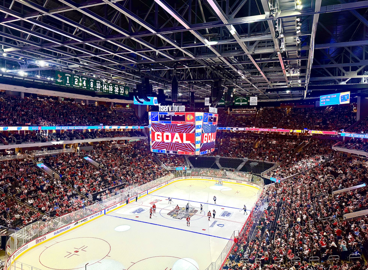 Home Away from Home Blackhawks game in Fiserv Forum.