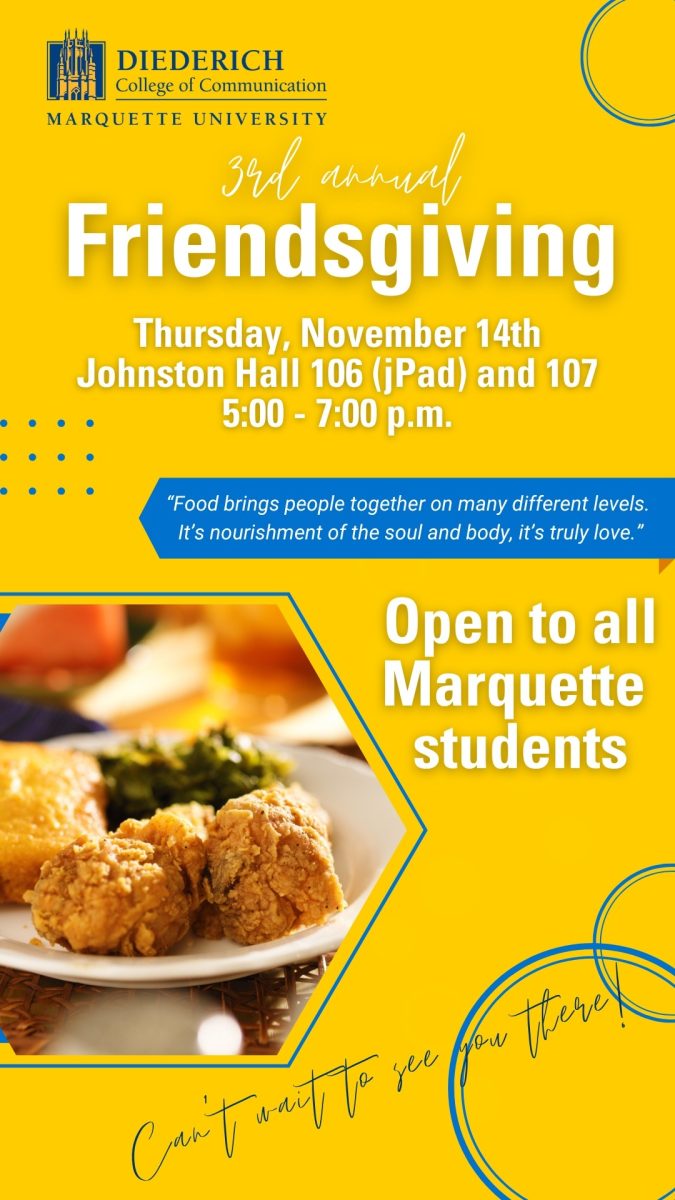 The College of Communication is hosting its third annual Friendsgiving on Thursday, Nov. 14, from 5-7 p.m. in Johnston Hall 106 and 107. Photo courtesy of Calley Hostad.