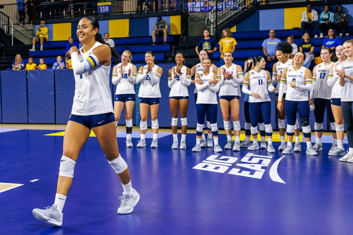 Yadhira Anchante became the fourth player in program history to reach 3,000 assists Sunday afternoon. (Photo courtesy of Marquette Athletics.)