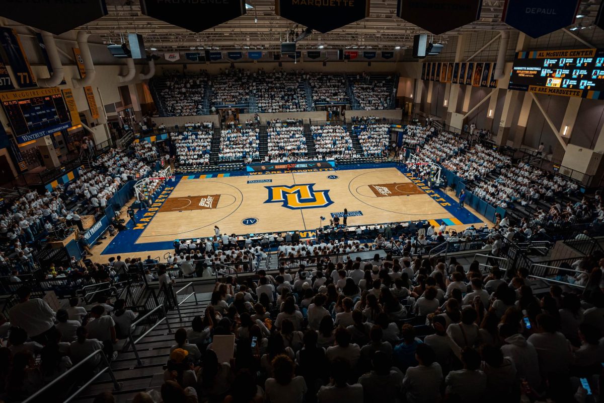 3,750 fans packed into the Al McGuire Center Friday night for a student-only game against George Mason. (Photo courtesy of Marquette Athletics.)