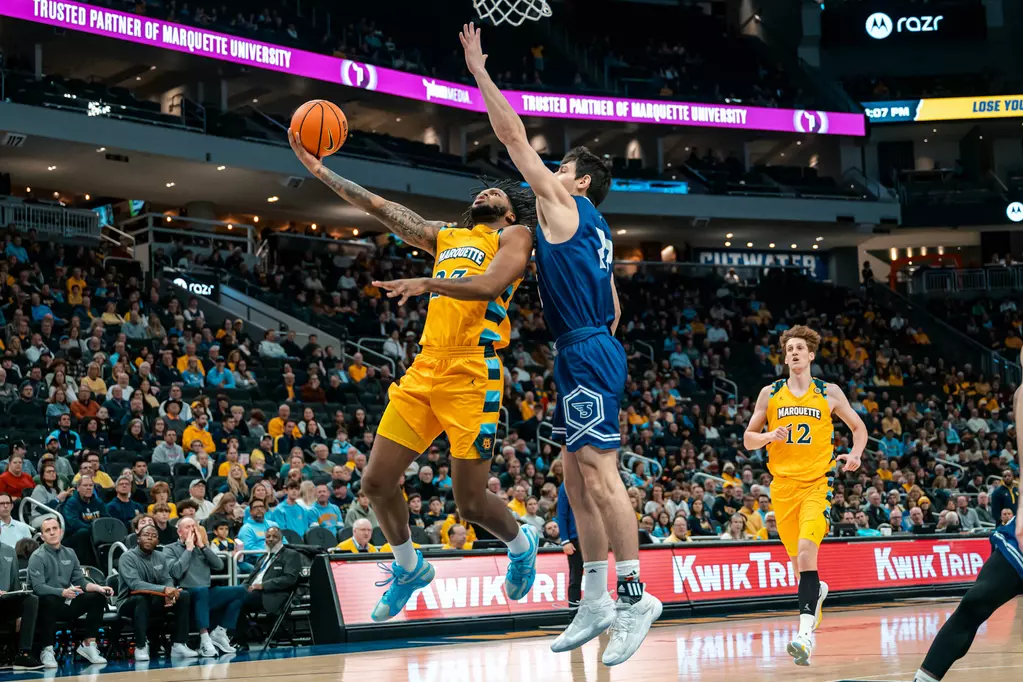 Forward David Joplin finished Wednesday's contest with game-high's in both points (27) and rebounds (7) (Photo courtesy of Marquette Athletics).