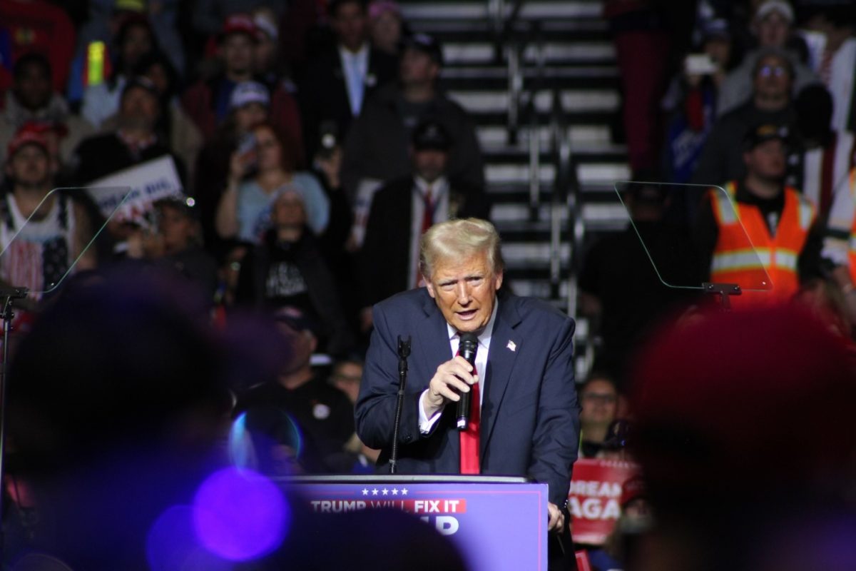 A recurring theme throughout the night was Donald Trump's disdain for his microphone, with the crowd chanting that they could not hear him.