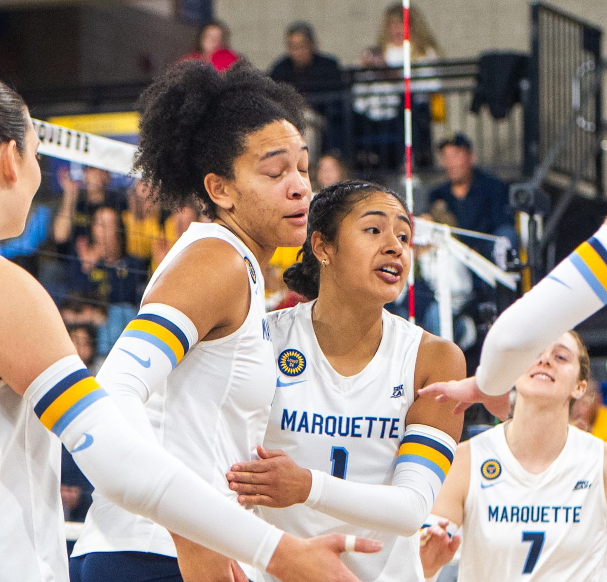 Carsen Murray (left) and Yadhira Anchante (right) are two of seven players to be in their final NCAA tournaments this year. (Photo courtesy of Marquette Athletics.)