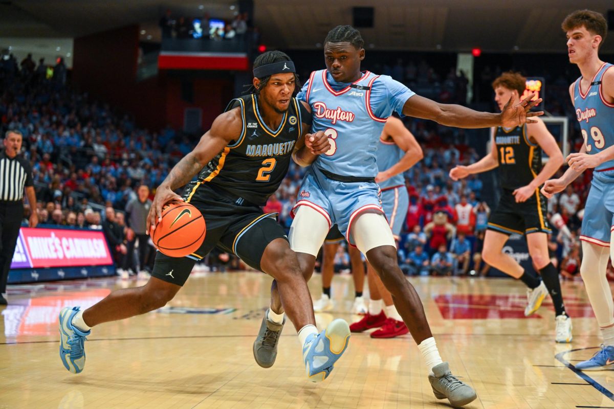 Junior guard Chase Ross scored a team-high 19 points and pulled down five rebounds in No. 9 Marquette's 71-63 loss to Dayton on Saturday, Dec. 14 (Photo courtesy of Marquette Athletics).