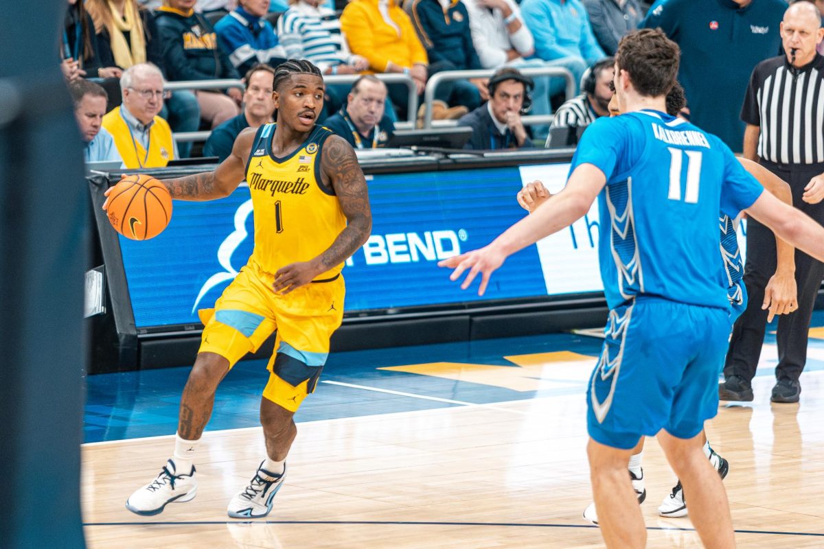 Senior guard Kam Jones led all scorers with 31 points on 12-for-15 shooting in Marquette's last outing against Georgetown Feb 3. (Photo courtesy of Marquette Athletics). 