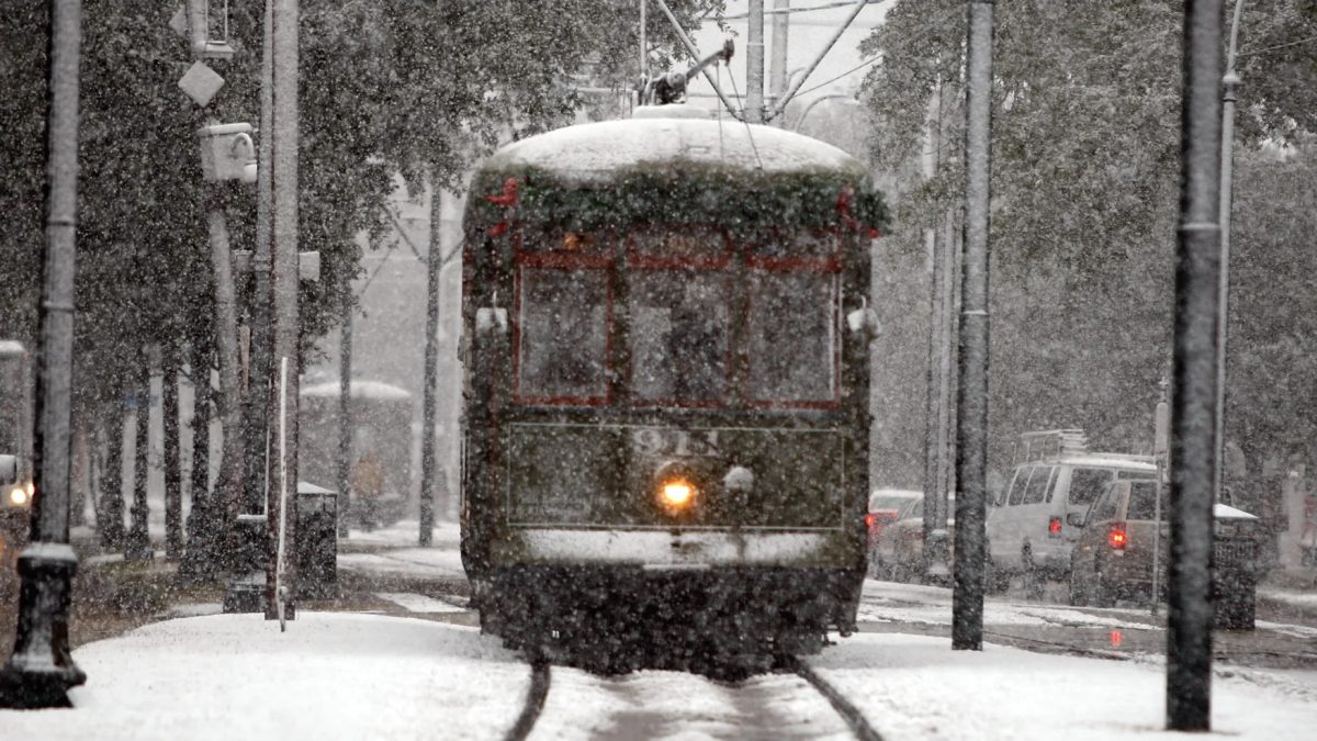 New Orleans received about 10 inches of snow this week, despite the city's last recorded snowfall taking place over 20 years ago. Photo courtesy of WGNO.