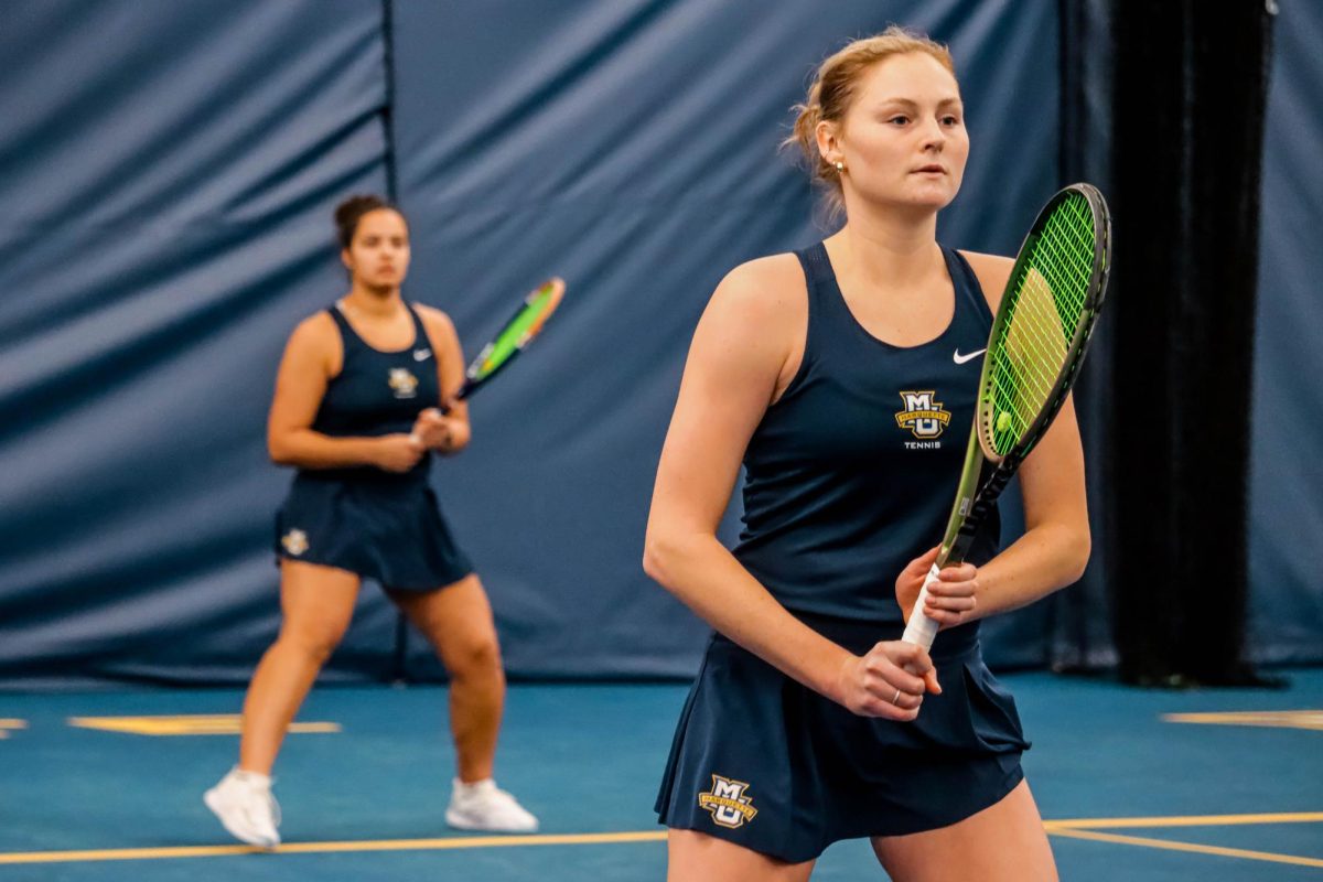 Senior Tiera Jarmond (left) and graduate student Andie Weise (right) are two of the four upper-level students on the Marquette women's tennis roster. (Photo courtesy of Marquette Athletics.)