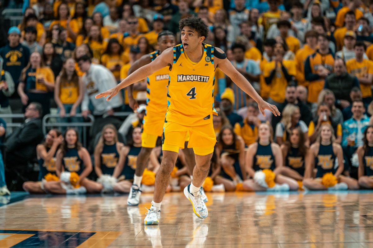 Senior guard Stevie Mitchell has earned 63 steals so far this season, the most he has tallied in a single season at Marquette. (Photo courtesy of Marquette Athletics.)