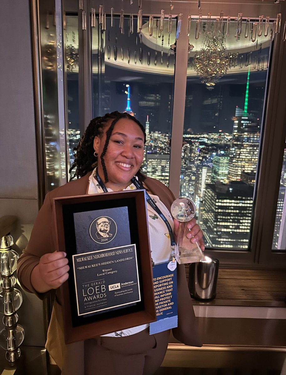 This past fall, Byers was honored in New York City for collaborating with the Milwaukee Journal Sentinel to write a package of stories about landlord and tenant issues. Photo courtesy of PrincessSafiya Byers.