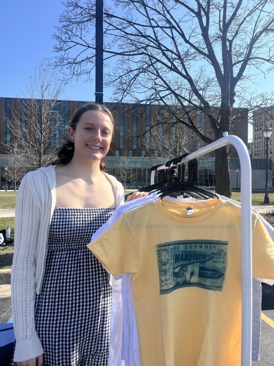 Molly Beardsley creates a variety of t-shirts, some which were available for purchase at the Marquette Night Market.