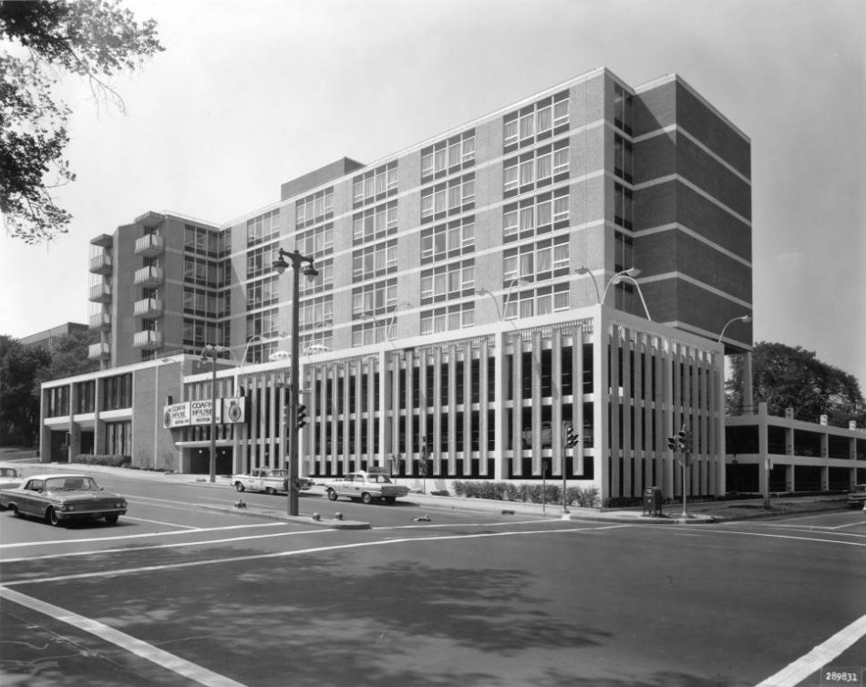 The Coach House Motor Inn, now Mashuda Hall, in May 1964. Credit Archival Collections and Institutional Repository, Raynor Library, Marquette University.