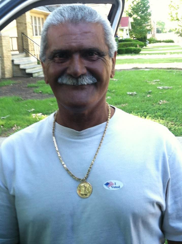 Jorge Alvarez, Jaylen Hill's great grandfather, after exercising his right to vote (photo courtesy of Jaylen Hill).