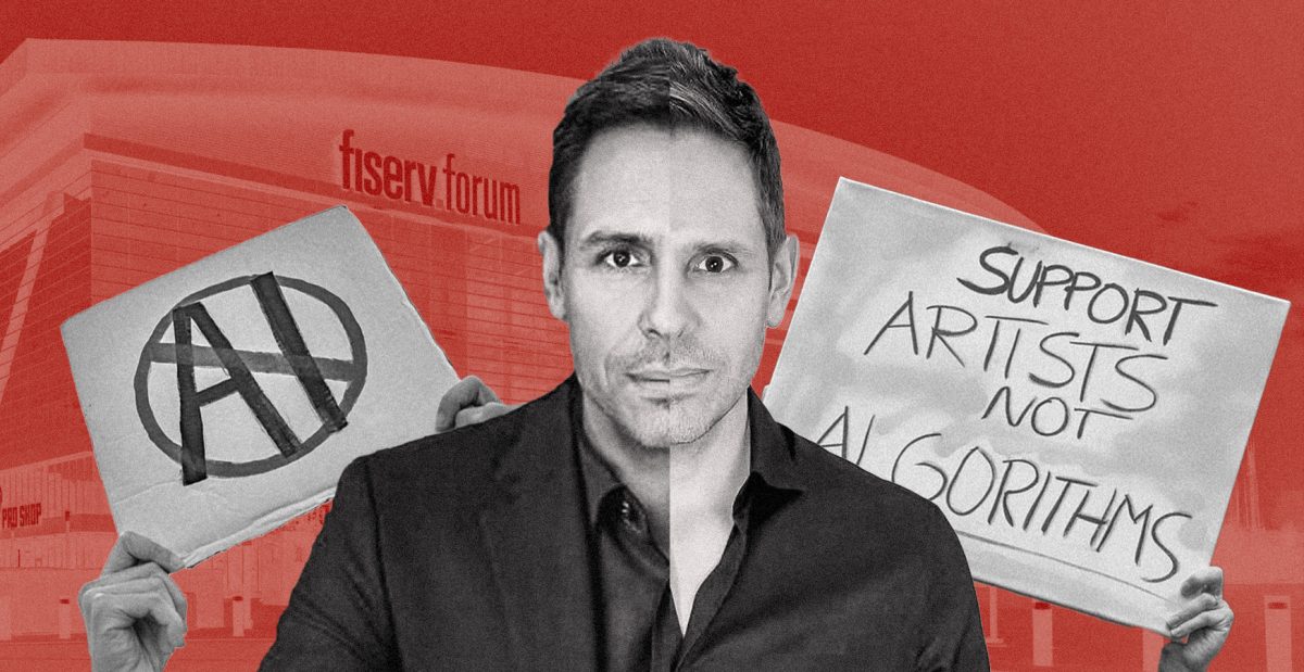 Chris Duffey, alumnus and artificial intelligence leader, will be the 2026 commencement speaker. (Graphic by Allegra Delli Carpini)