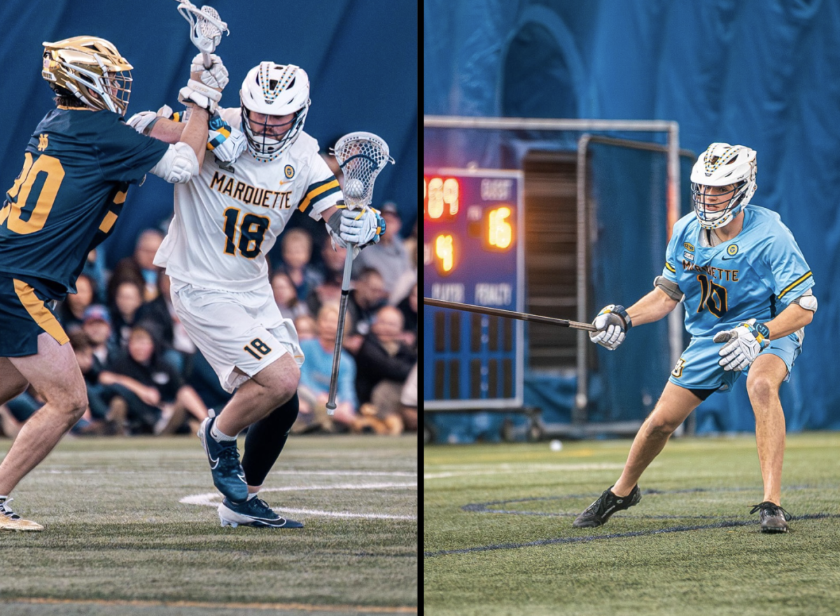 Ethan Salvia (left) and Colin Maloney have stepped up for men's lacrosse in light of injuries.